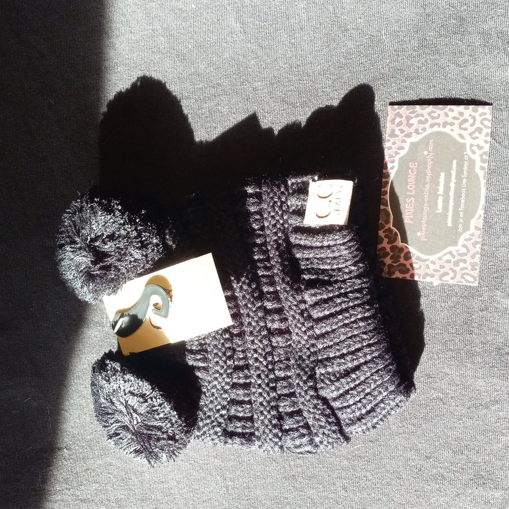 CC Beanie Baby Black Double Pom Beanie